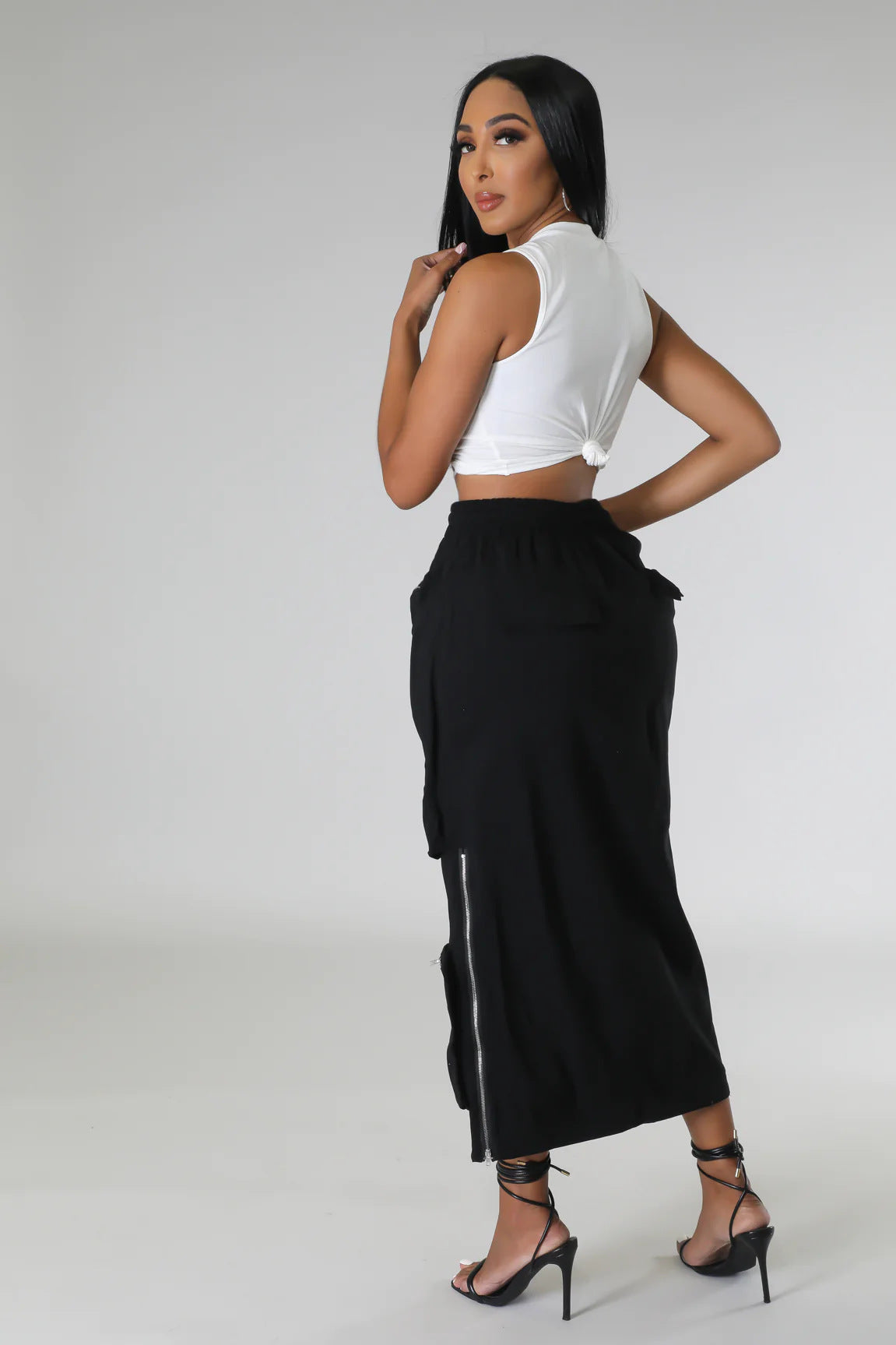 Pocket Workwear Large Lace Up Skirt