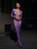 Ripped Skinny Sheath Dress Rhinestone Printed Dress