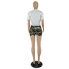 Solid Camouflage Short-Sleeved Shorts T 2PC Set