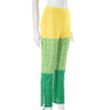 Color Matching Elastic Tight Split Trousers