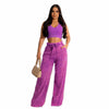 Sleeveless Open Waist Jacket Elastic Waist Wide-leg Pants Suit
