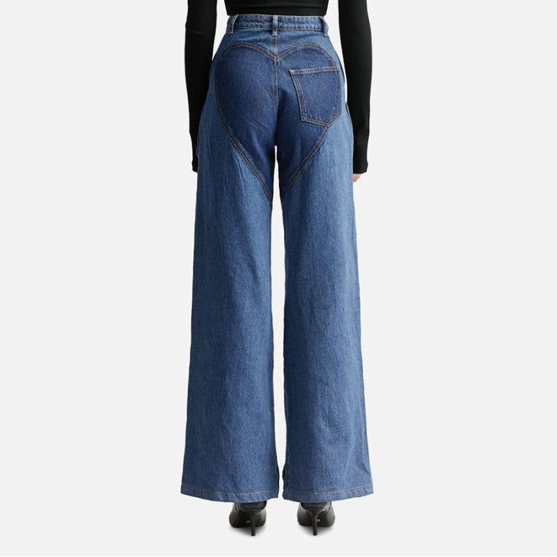 Metal button hollow Fried Dough Twists love jeans
