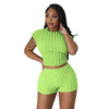Cropped Shorts Popcorn Bubble Two-Piece Set