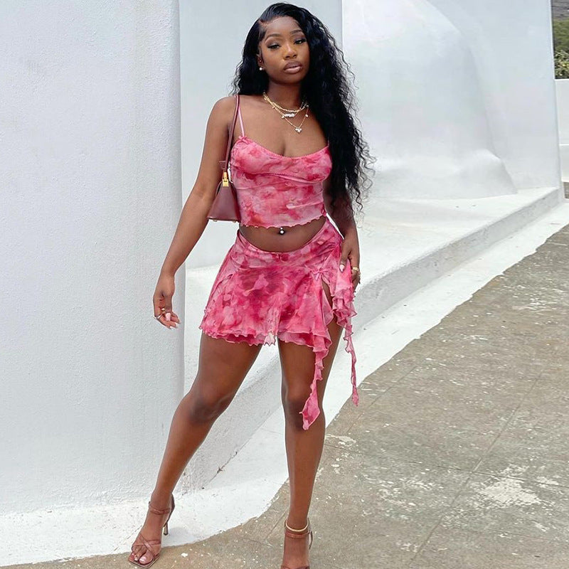 Sleeveless Split Skirt 2PC Set