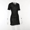 See-through Tassel Short Sleeve Sheath Dress