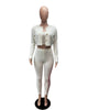 Solid Color Knitted Sweater Sexy Slim-Fit Cardigan 3PC Set