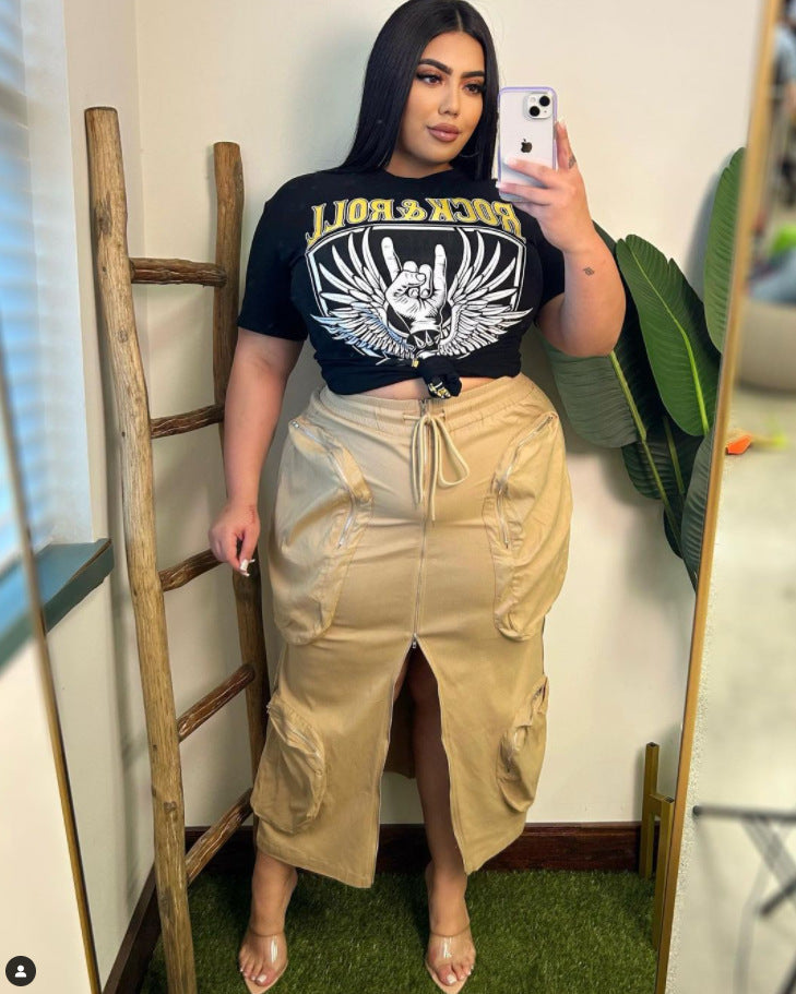 Pocket Workwear Large Lace Up Skirt