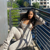 Woolen Oversleeve Halter Lace-up Hollow Jumpsuit Pile Pants