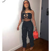 Sleeveless Lace-up Chest Wrap Vest Pants 2PC Set