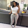 Contrast Color Pocket Top Tight Trousers Sports and Leisure Set