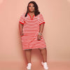 V-neck Striped Loose Dress