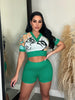 Printed Heart Neck Slim Fit Sports & Casual Suit