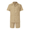 Linen Loose Short Sleeve Shorts Men's 2 PC Suit