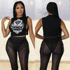 Loose Print Sleeveless Vest T-shirt