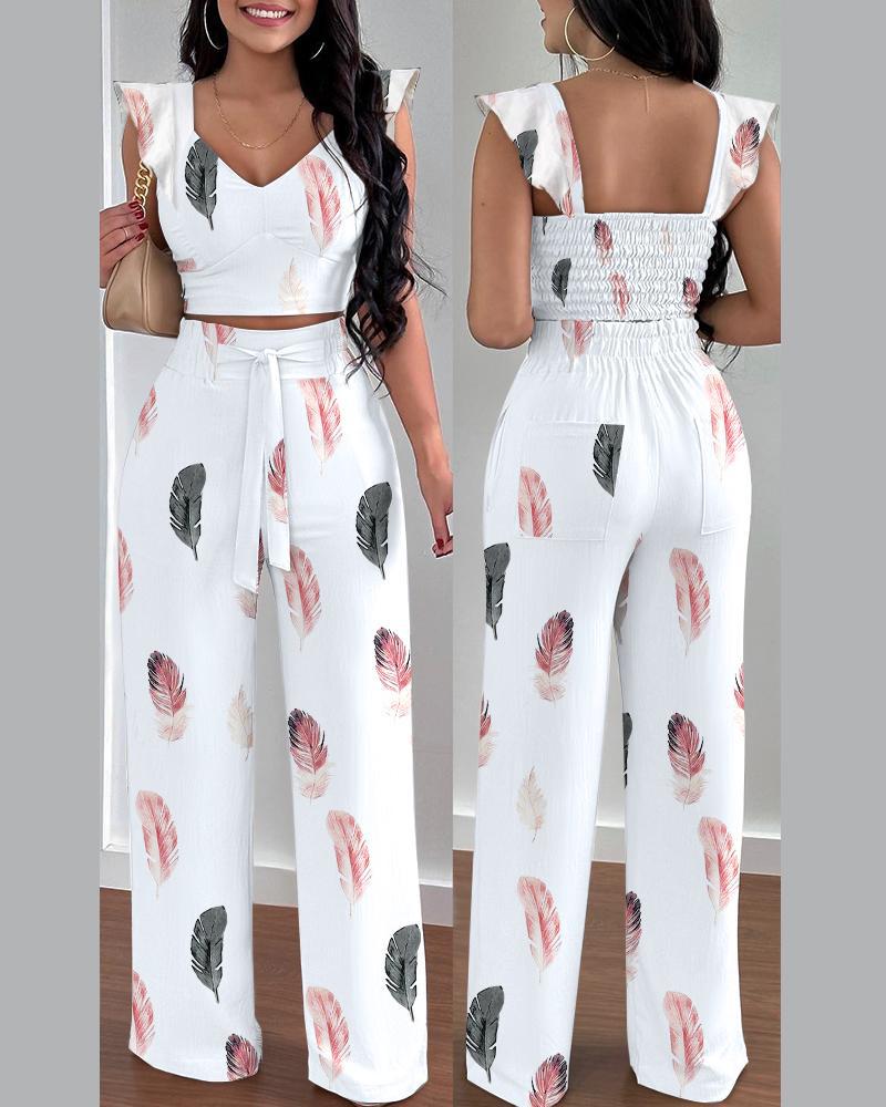 Classy Printed Feather 2PC set