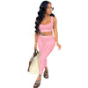 Sexy Casual Solid Bare Back Top 2PC Set