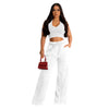 Sleeveless Open Waist Jacket Elastic Waist Wide-leg Pants Suit