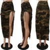 Camouflage Wash Pocket Slit Tassel Machine Eye Strap Skirt