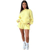 Solid Color Long Sleeved Shorts Hoodie Two-piece Set