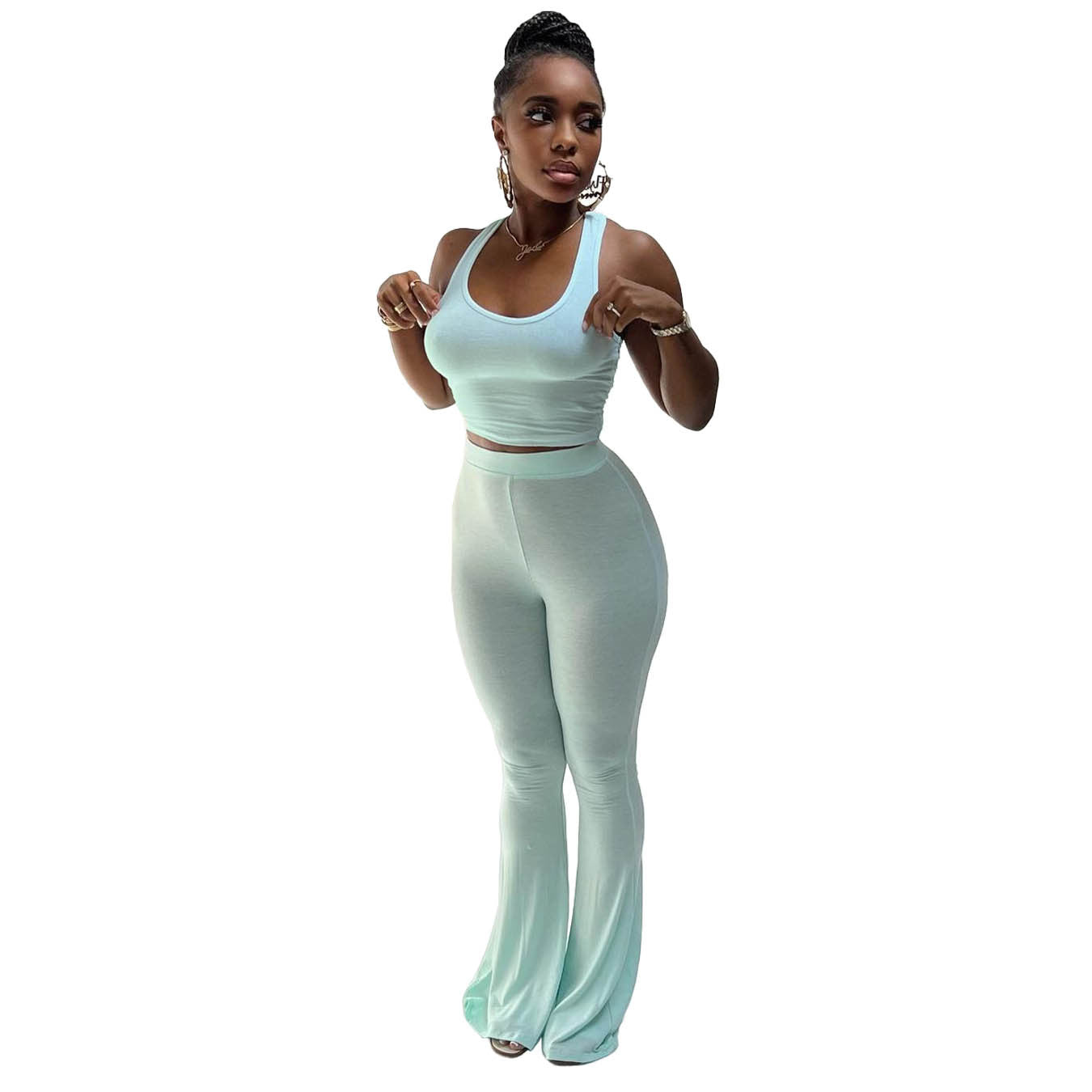 Slim Fit Blouse and Pants 2PC Set