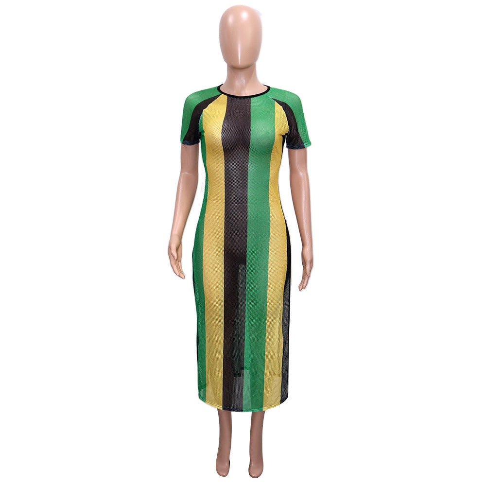 Caribbean Contrast Split Dress