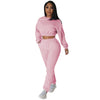 Fashion casual sweatshirt set solid color 2PC set