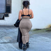 Solid color high waisted elastic waistband patchwork car edge one step skirt long skirt