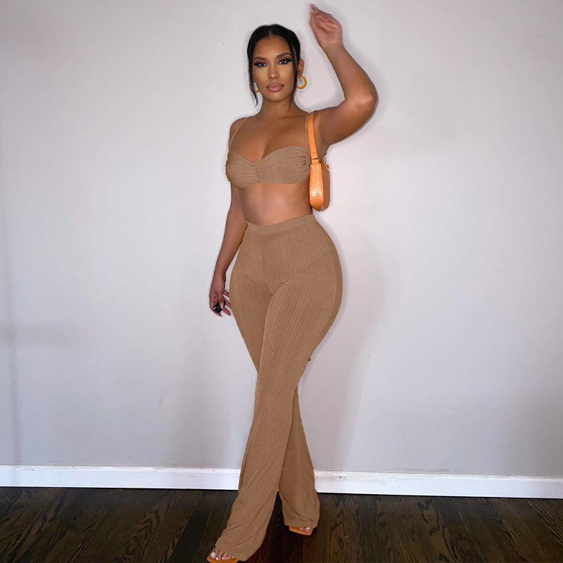 Bra Top & Flare Pants Two-Piece Set