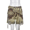 Camouflage Workwear Pocket Tassel Ripped Short