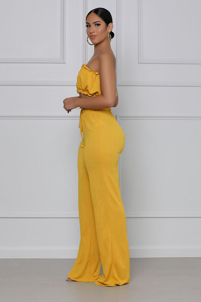 Solid Color Bra Pants Women's Two-piece Set