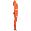 Stand Collar Zippered Long Sleeve Top High Waist Tight Trousers Set