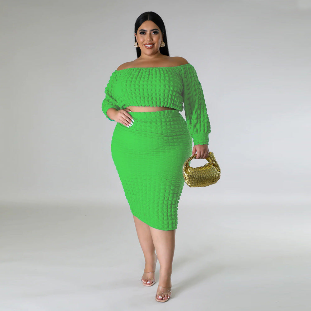 Large One Line Solid Bubbled 2PC Set