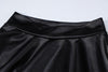 Faux Leather Pleated Long Sleeve Dress