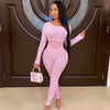 Long Sleeve Tight Cutout  Bodysuit Pants