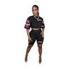 Printed Round Neck Short Sleeve Shorts