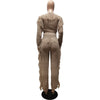 Casual Solid Color Knitted Long Sleeve Tassel Suit Women's Knitted Sweater
