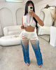 Fringed Hole Vest Trousers Set