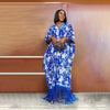 V-neck Fringed Loose Short-sleeved Printed Dress