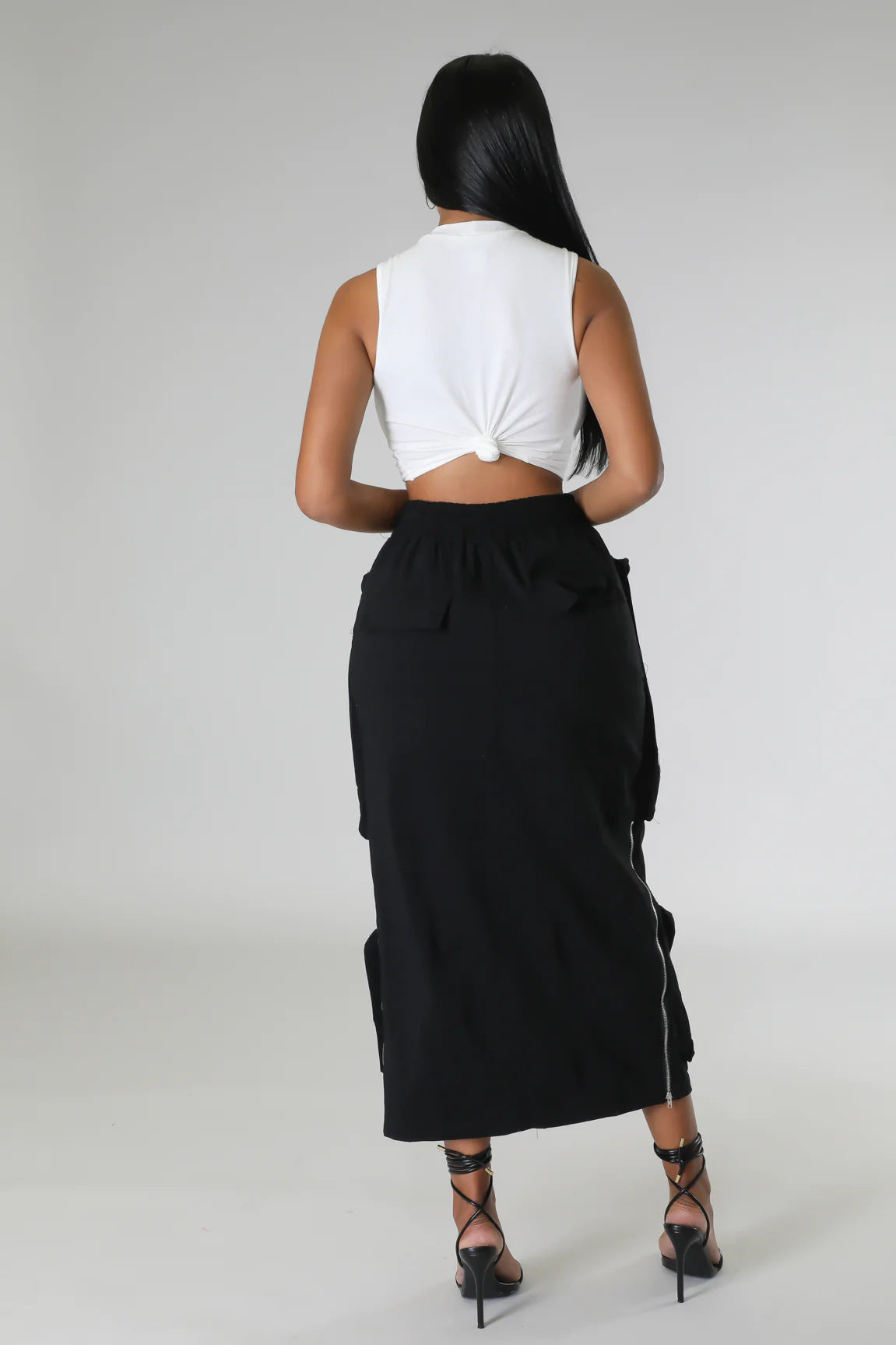 Pocket Workwear Large Lace Up Skirt