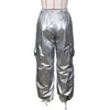 Solid color three-dimensional pocket pleated workwear pants