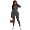 Fashion Slim Fit Zipper Solid Color 2PC Set