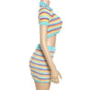 Crop Top-stripe Color-block Knit, Cropped Slim Fit Skirt