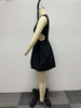 Colored Waist Cut Out Fluffy V-neck Skirt