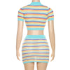 Crop Top-stripe Color-block Knit, Cropped Slim Fit Skirt