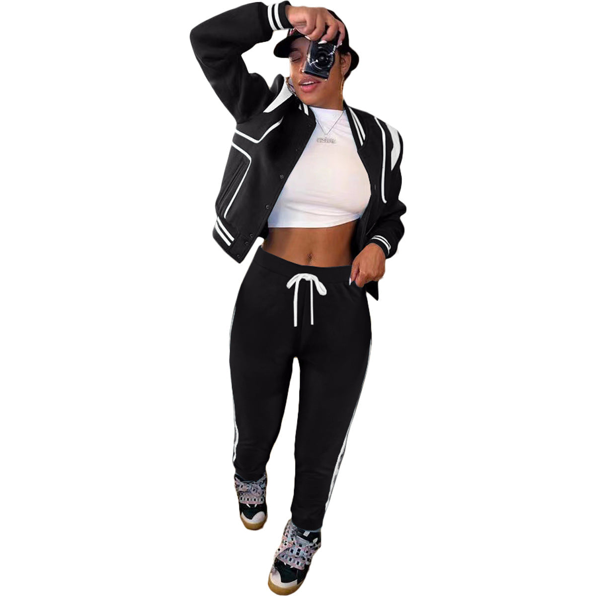 Fashion Leisure Sports Set Double Thread Baseball Jersey 2pc
