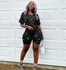 Tie-dyed Round Neck Leisure Sports Two-piece Set