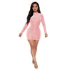 Long Sleeve Sheath Dress Sequined round Neck Slim Dress