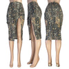 Camo Leaf Print Pocket Split Zip High Waist Skirt