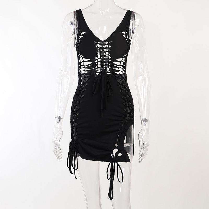 Hollow Sleeveless Suspender Dress