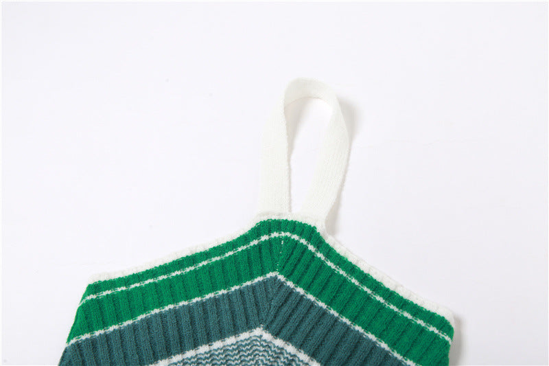 Jacquard Knitted Contrasting Neck Skirt Set